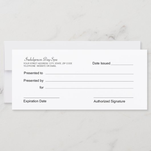 Geschenkgutscheine für Nagelstudios oder Wellness- (Rückseite)