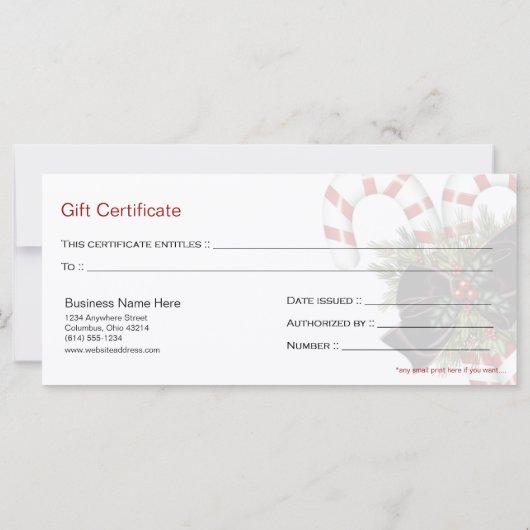 Geschenkgutscheine für Süßkarren und dunkle rote B (Rückseite)