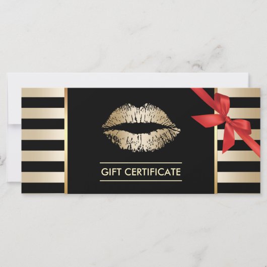 Geschenkgutscheine | Gold Lips Modern Stripes Salo (Vorderseite)
