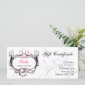 Geschenkgutscheine in Rosa, Schwarz und Weiß (Stehend Vorderseite)