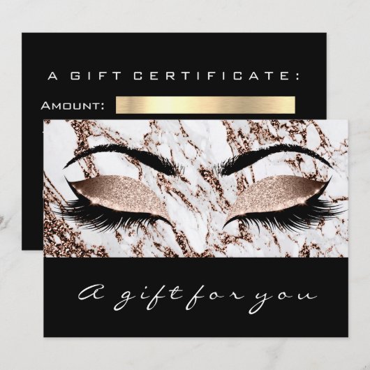 Geschenkgutscheine Marmorkupfer Lashes Studi Makeu (Vorne/Hinten)