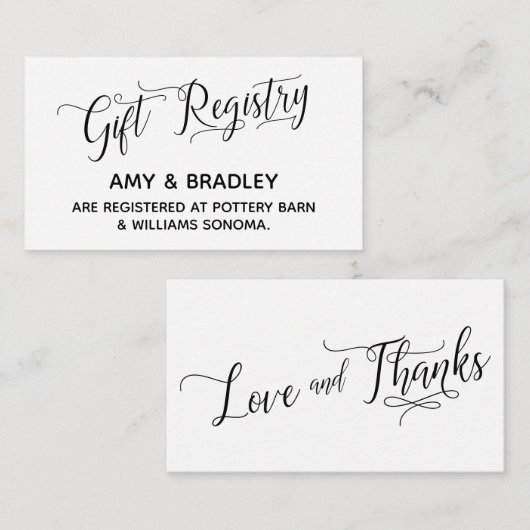 Geschenkgutscheine mit einem eleganten Skript Begleitkarte (Vorne/Hinten)