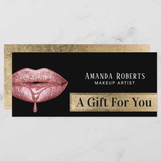 Geschenkgutscheine Moderne Rose Gold Tropfen Lippe (Vorne/Hinten)