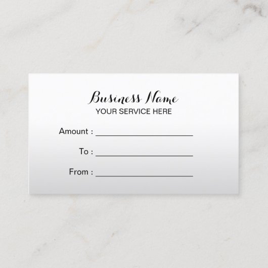 Geschenkgutscheine Modernes Black Ribbon Luxury Qu Rabattkarte (Rückseite)