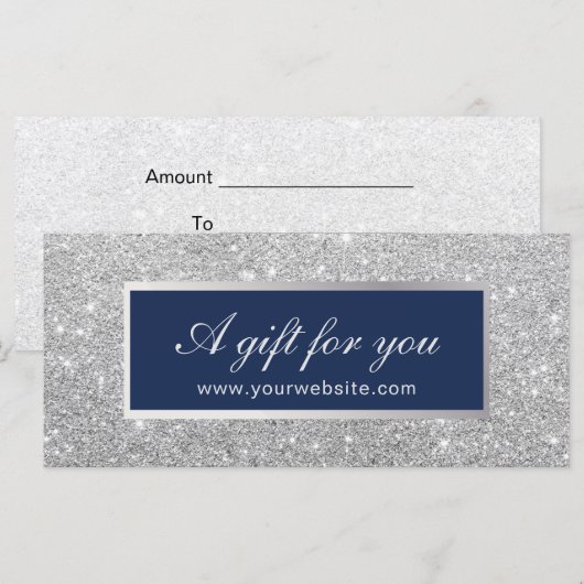 Geschenkgutscheine | Navy Blue & Silver Glitzer (Vorne/Hinten)