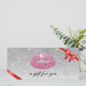 Geschenkgutscheine | Rosa Lippen Moderner Silbersa (Stehend Vorderseite)