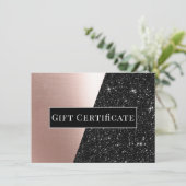 Geschenkgutscheine Rose Gold & Black Glitzer Salon (Stehend Vorderseite)