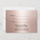 Geschenkgutscheine Rose Gold & Black Glitzer Salon (Rückseite)