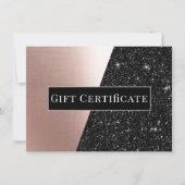 Geschenkgutscheine Rose Gold & Black Glitzer Salon (Vorderseite)