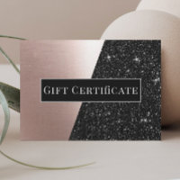 Geschenkgutscheine Rose Gold & Black Glitzer Salon