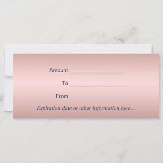 Geschenkgutscheine | Rose Gold Lips Navy Blue Salo (Rückseite)