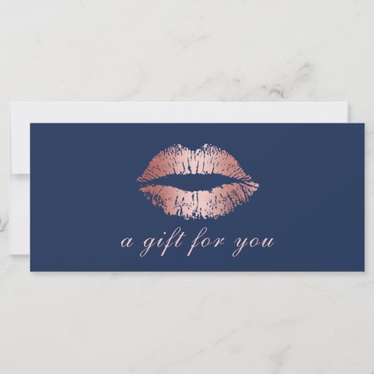 Geschenkgutscheine | Rose Gold Lips Navy Blue Salo (Vorderseite)