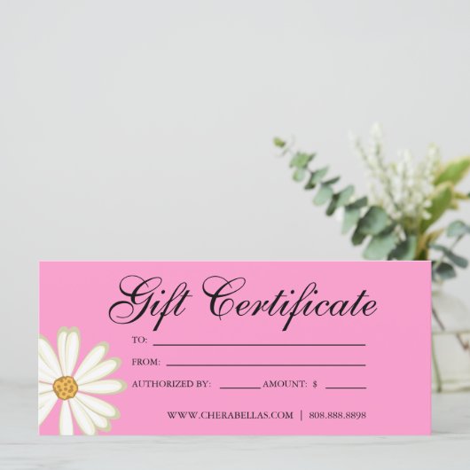 Geschenkgutscheine Salon Daisy Blume pink (Stehend Vorderseite)