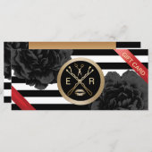 Geschenkgutscheine | Schwarze Flora Moderne Streif (Vorne/Hinten)