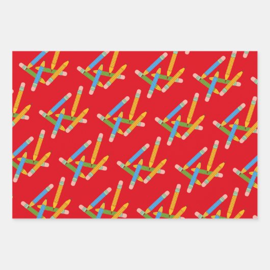 Geschenkgutscheine, Stifte, Stifte und Schulschüle Geschenkpapier Set (Vorderseite 2)