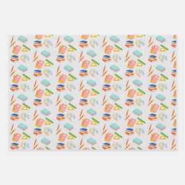 Geschenkgutscheine, Stifte, Stifte und Schulschüle Geschenkpapier Set