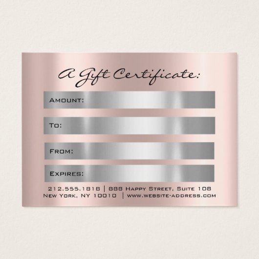 Geschenkgutscheine Tropfen Funkelnd Gray Makeup Mi (Rückseite)