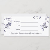 Geschenkgutscheine Vintag Blue Floral Beauty Salon (Rückseite)