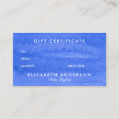 Geschenkgutscheine Visitenkarte (Rückseite)