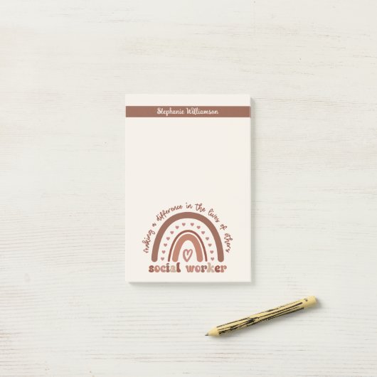 Geschenkgutschrift für Abschluss für Sozialarbeite Post-it Klebezettel (Auf Schreibtisch)