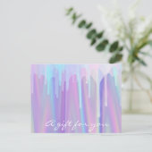 Geschenkgutschrift Holograph Liquid Tropfens Lila Postkarte (Stehend Vorderseite)
