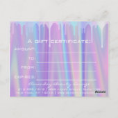 Geschenkgutschrift Holograph Liquid Tropfens Lila Postkarte (Rückseite)