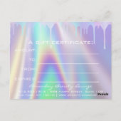 Geschenkgutschrift Holograph Unicorn Liquid Tropfe Postkarte (Rückseite)