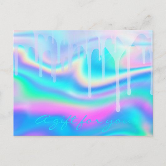 Geschenkgutschrift Holograph Unicorn Rainbow Liqui Postkarte (Vorderseite)