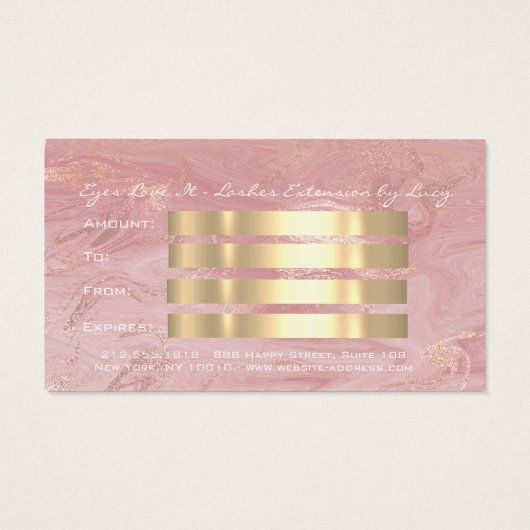 Geschenkgutschrift Marmor Rosa Lash Extension Make (Rückseite)