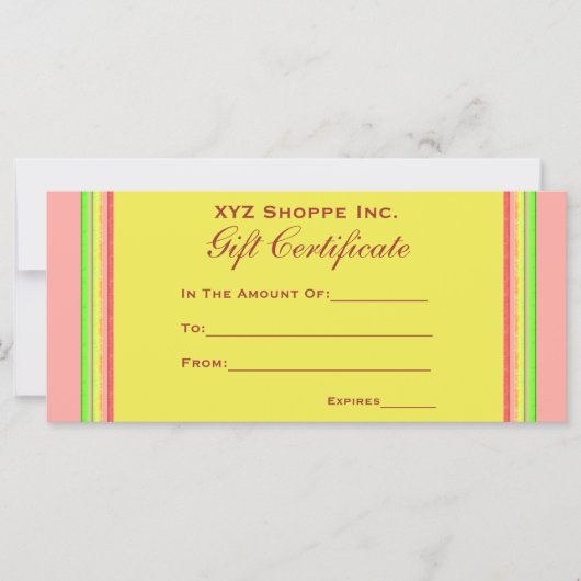 Geschenkgutschrift Regenbogenstreifen (Vorderseite)