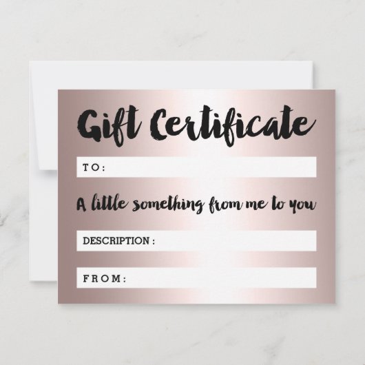 Geschenkgutschrift Rose gold hello script metallic (Rückseite)