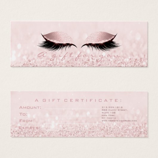 Geschenkgutschrift Rose Pastell Pink Lashes Makeup (Vorne & Hinten)