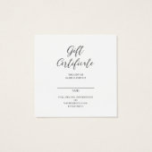 Geschenkgutschrift und Visitenkarte (Rückseite)