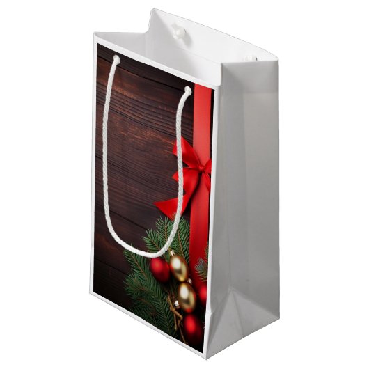 Geschenkhülle "Rotes Band" Kleine Geschenktüte (Vorderseite Schrägansicht)