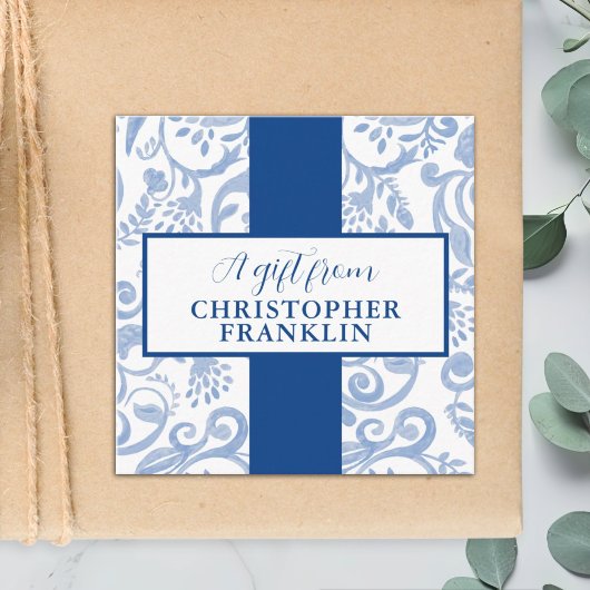 Geschenkidee für klassische blaue und weiße Muster Begleitkarte