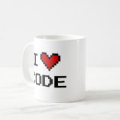 Geschenkidee für Programmierer | Ich liebe Code Ka Kaffeetasse (Vorderseite Links)