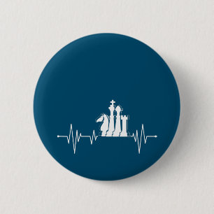 Geschenkidee für Schachspieler Schachfiguren Herzs Button
