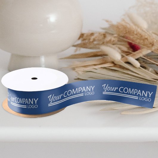 Geschenkidee mit dem Logo "Solid Blue White Busine Satinband