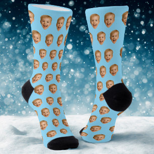 Geschenkidee, Personalisiertes Foto, blau Socken