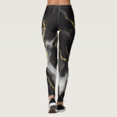 Geschenkideen aus Schwarz-weißem und goldenem Marm Leggings (Rückseite)