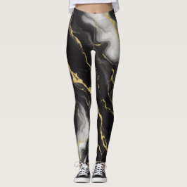 Geschenkideen aus Schwarz-weißem und goldenem Marm Leggings