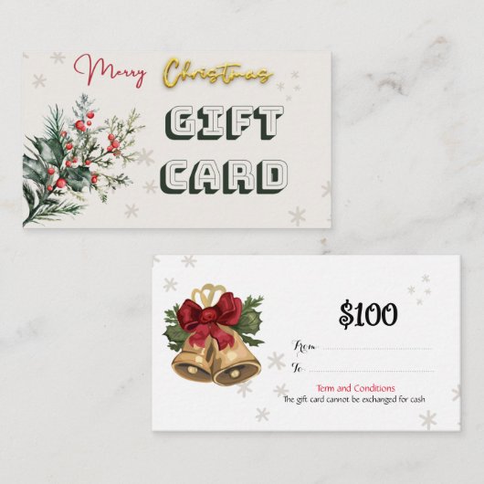 Geschenkkarte $100 Weihnachten Visitenkarte (Vorne/Hinten)