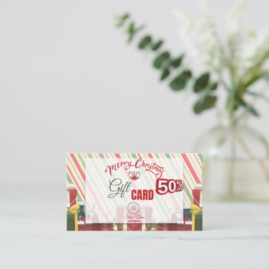 Geschenkkarte 50% Ermäßigung Visitenkarte (Stehend Vorderseite)