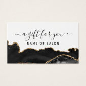Geschenkkarte Agate Black and Gold Marmorsalon (Vorderseite)