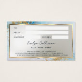 Geschenkkarte aus blau-farbenem Marmor (Rückseite)