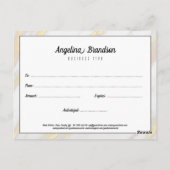 Geschenkkarte aus weißem Marmor, goldfarbener, sch Postkarte (Rückseite)