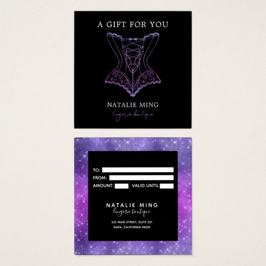 Geschenkkarte für Business Lace Lingerie Boutique (Vorne & Hinten)