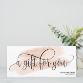 Geschenkkarte für das moderne Blush Pink-Aquarell (Stehend Vorderseite)