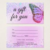 Geschenkkarte für den lila Glitzer (Vorne & Hinten)