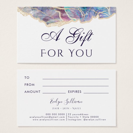 Geschenkkarte für dunkle Opal (Vorne & Hinten)